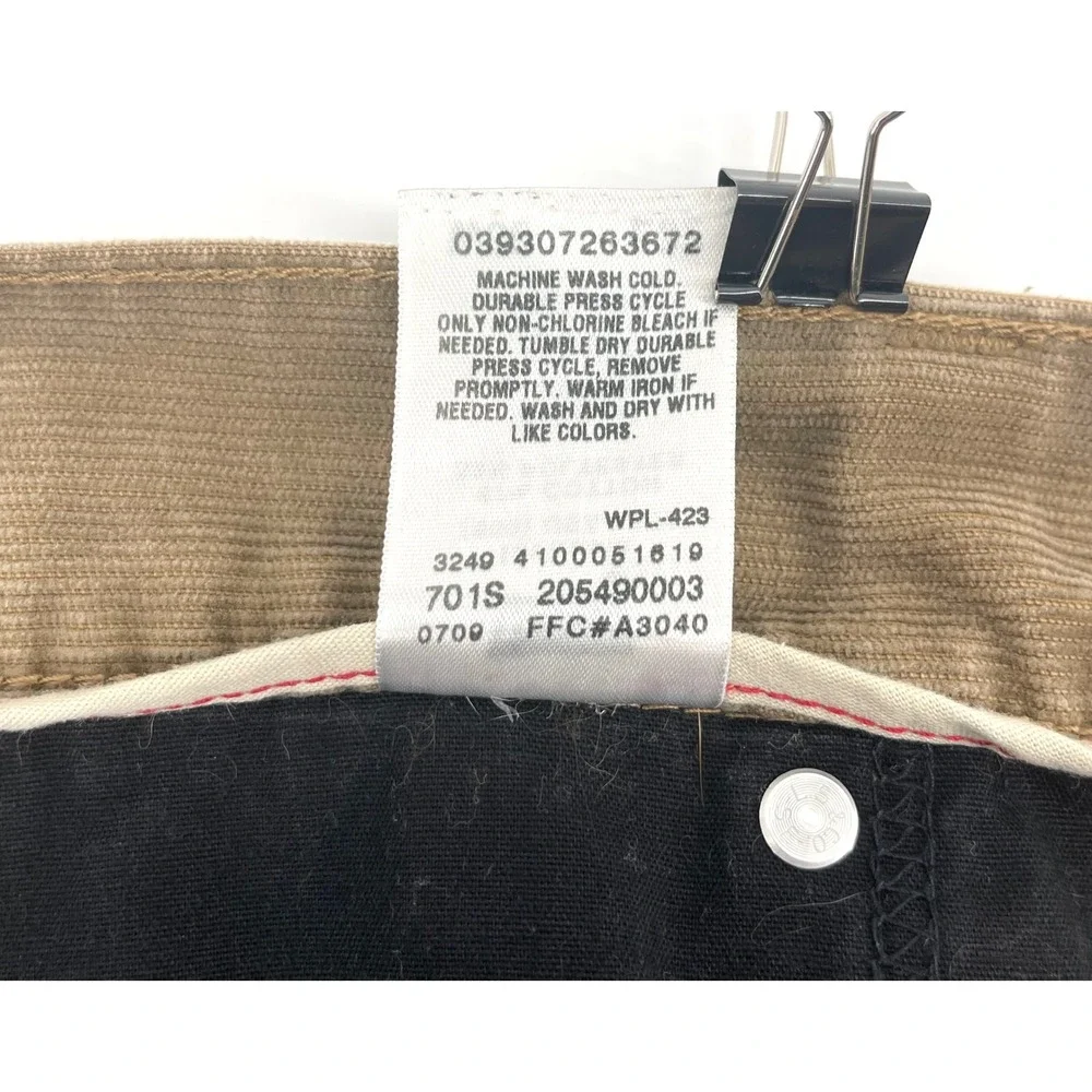 Levis 549 Low Loose Brown Corduroy Pants Mens 38x23 Custom Cropped Relaxed Fit